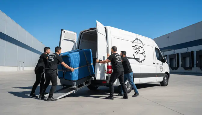 TRANSPORTISTASCARGANDOPIANOENFURGONETA